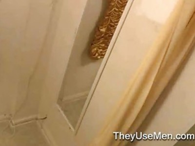 Changing room blowjob watched by women